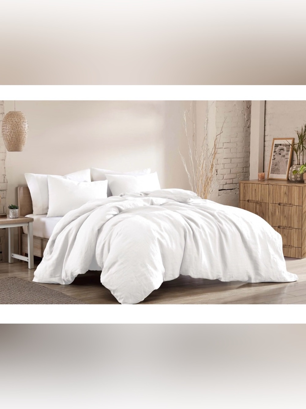 Linen Cotton Comforter Set Loft Washed Queen Urban Collection Natural White